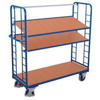 Carro alto ergonómico con 3 bandejas de madera - Capacidad 500 kg