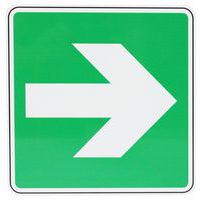 Señal de evacuación con flecha a la derecha en el ángulo derecho aluminio - Manutan Expert
