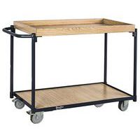 Carro con bandeja de madera y asa horizontal - Capacidad 250 kg - Manutan Expert