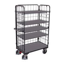 Carro alto ergonómico de rejilla con 5 bandejas de madera - Capacidad 500 kg