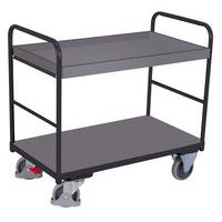 Carro ergonómico con 2 bandejas de madera - Barras verticales- Capacidad 250 kg