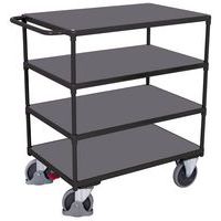 Carro ergonómico con 4 bandejas de madera - Barra horizontal - Capacidad 500 kg