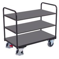 Carro ergonómico con 3 bandejas de madera - Barras verticales - Capacidad 250 kg