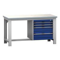 Banco de trabajo Cubio de 4 cajones - Anchura 150 cm - Linóleo