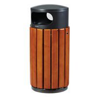 Cubo de basura metálico y de madera - 40 L