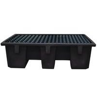 Bandeja colectora de PE reciclado, 240 L, Enrejado: sí, Capacidad de retención: 240 L, Color: Negro