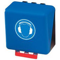 caja mediana azul para dispositivos antirruido