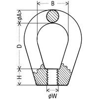 A = Ø secciónB = Anchura interiorD = Altura interiorH = Altura baseW = Dimensiones rosca
