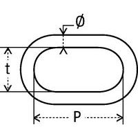 P = Longitud útil del eslabónT = Ancho interior del eslabónØ = Ø cadena