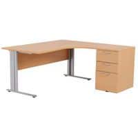 Mesa de oficina compacta con cajonera, Tipo de patas: Patas en L, Altura: 72 cm, Anchura total: 160 cm