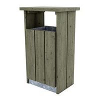 Papelera de exterior de madera de pino tratada - 120 L - Con puerta