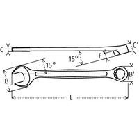 B / B': cabeza ØC: horquilla, grosorC': cabeza alturaE: inclinaciónL : longitud