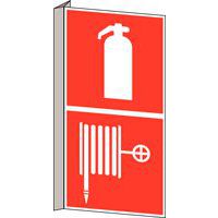 Señal de peligro de incendio - Extintor y manguera para incendios - Rígida