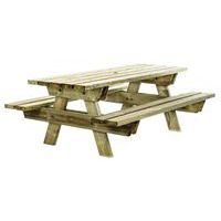 Mesa de picnic de pino, Material: Pino, Tipo de fijación: De puesta, Nº de plazas: 6