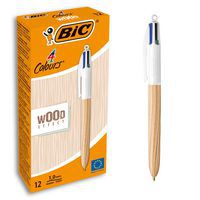 Lote de 12 bolígrafos BIC retráctiles de 4 colores Wood Style - BIC