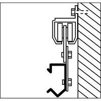 fijación bajo monorraílPara las puertas correderas, debe preverse un monorraíl de longitud igual a 2 veces el ancho de la puerta