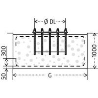 Ø DL - Ø baseG - longitud de placa de fijación
