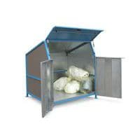 Marquesina para contenedores de residuos Secomat - 3 tabiques, puertas y suelo