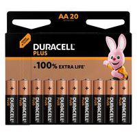 Pila alcalina AA Plus 100 % - 20 unidades - Duracell