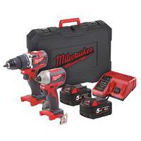 Pack taladro y atornillador percutor 1/4 18 V - Milwaukee