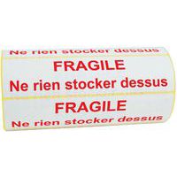 Etiqueta de envío - Texto impreso: Fragile ne rien stocker dessus (Frágil, no colocar nada encima)