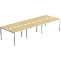 Mesa de escritorio recta compartida patas blancas/tablero haya Easydesk - 6 paños - Paperflow