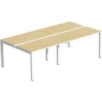 Mesa de escritorio recta compartida patas blancas/ tablero haya Easydesk - 4 paños- Paperflow
