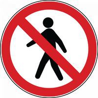 Panel redondo de prohibido el paso a los peatones