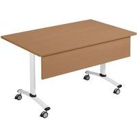 Mesa con tablero laminado rectangular con eje + panel trasero - Manutan Expert