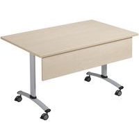 Mesa con tablero laminado cuadrado con eje + panel trasero - Manutan Expert