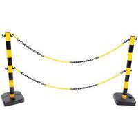 Poste de doble cadena sobre base, Material: PVC, Altura total: 900 mm