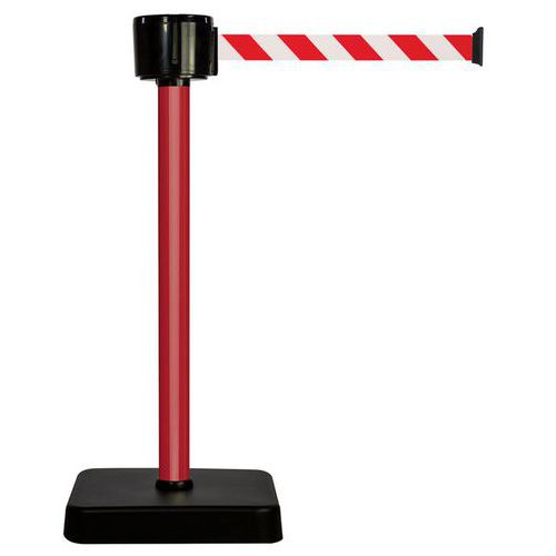 Poste con cinta de 12 m roja y blanca - Base móvil - Novap