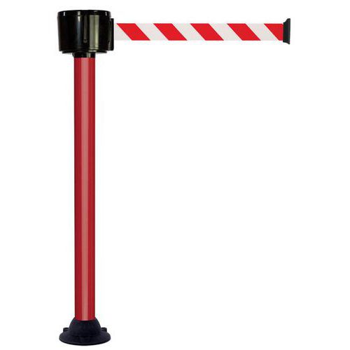 Poste con cinta de 12 m roja y blanca - Base fija - Novap