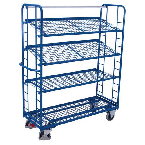 Carro alto ergonómico 4 bandejas con rejilla - Capacidad 250 y 400 kg