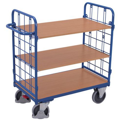 Carro con 3 bandejas de madera - Barras verticales- Capacidad 500 kg Carro con 3 bandejas de madera - Barras verticales- Capacidad 500 kg