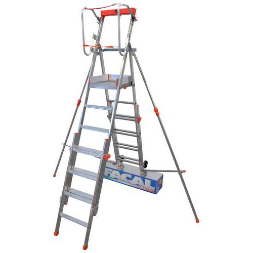 Plataforma de trabajo telescópica de aluminio, 3-6 peldaños – Facal