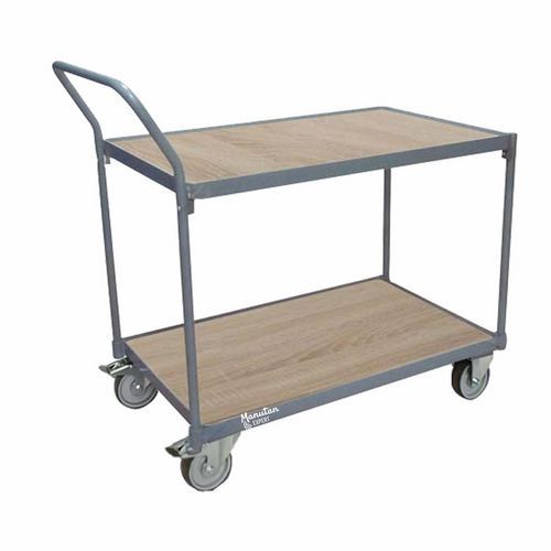 Carro con 2 bandejas de madera - Capacidad 250 kg - Manutan Expert