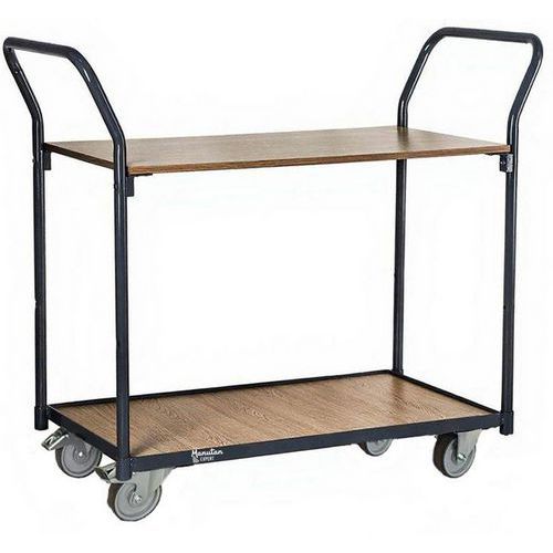 Carro con 2 asas y bandejas de madera - Capacidad 250 kg - Manutan Expert