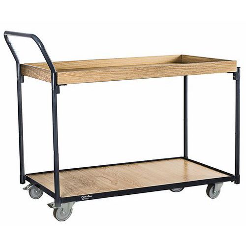 Carro con bandeja de madera y borde - Capacidad 250 kg - Manutan Expert