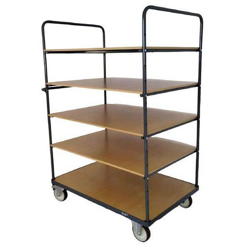 Carro alto con 5 bandejas de madera - Capacidad de carga de 400 a 500 kg - Manutan Expert
