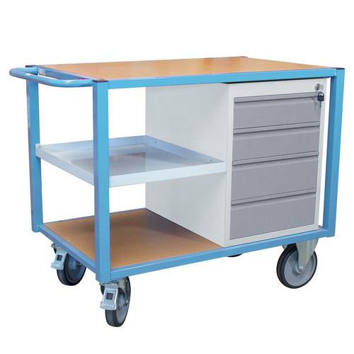 Carro auxiliar con 3 bandejas y 1 cajón - Capacidad 500 kg - FIMM