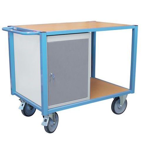 Carro auxiliar 2 bandejas y armarito - Capacidad 500 kg - FIMM