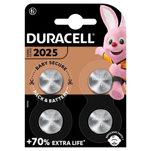 Pila botón de litio DL 2025 - Pack de 4 - Duracell