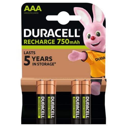 Pila recargable 750 mAh AAA - Pack de 4 - Duracell