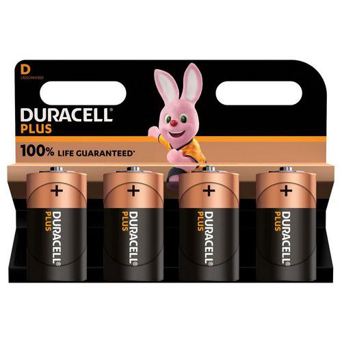 Pila alcalina D Plus 100 % - 2 o 4 unidades - Duracell