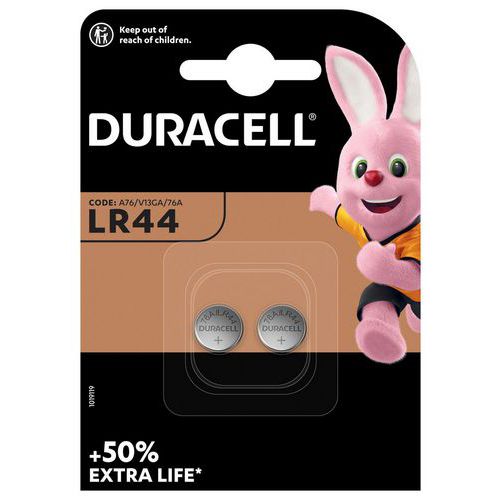 Pila de botón alcalina LR44 V13GA - Pack de 2 - Duracell
