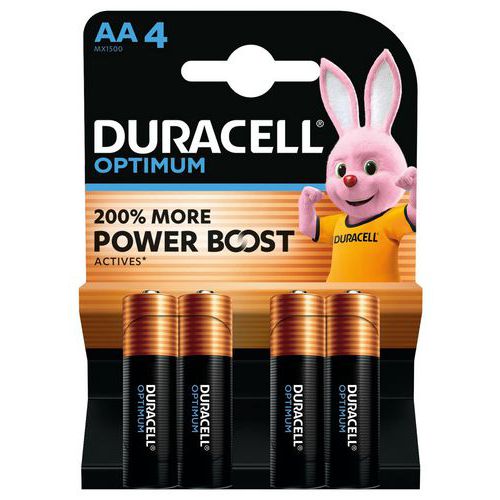 Pila alcalina Optimum AA - 4 unidades - Duracell