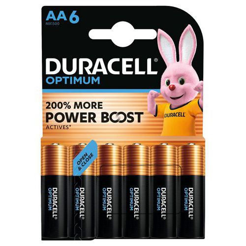 Pila alcalina Optimum AA - 6 unidades - Duracell