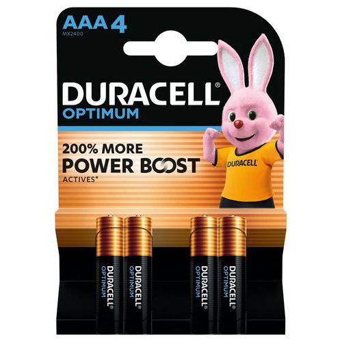 Pila alcalina Optimum AAA - 4 unidades - Duracell