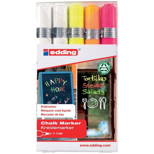 Marcador Edding Creta E49095 - Juego de 5 - Colores de neón
